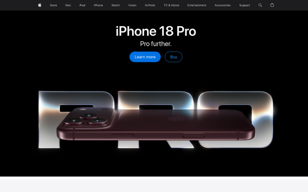 Screenshot of the apple.com landing page