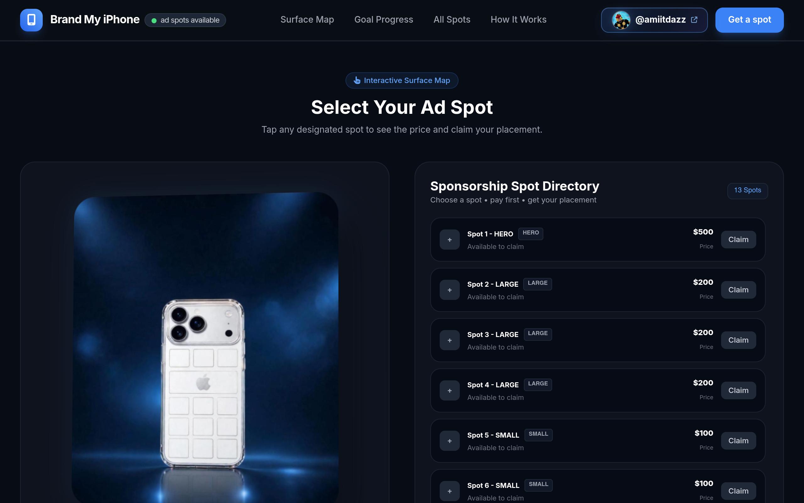 Screenshot of the brandmyiphone.online landing page