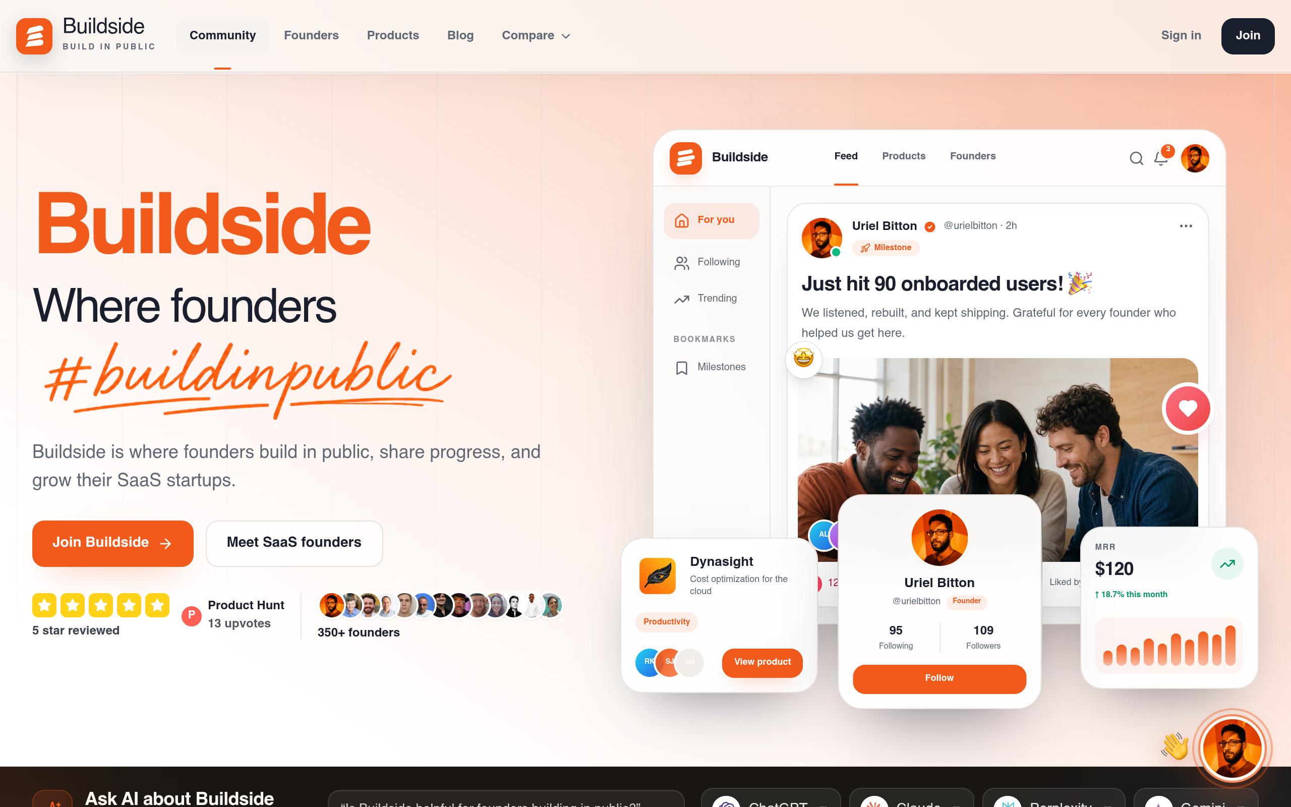 Screenshot of the buildside.app landing page