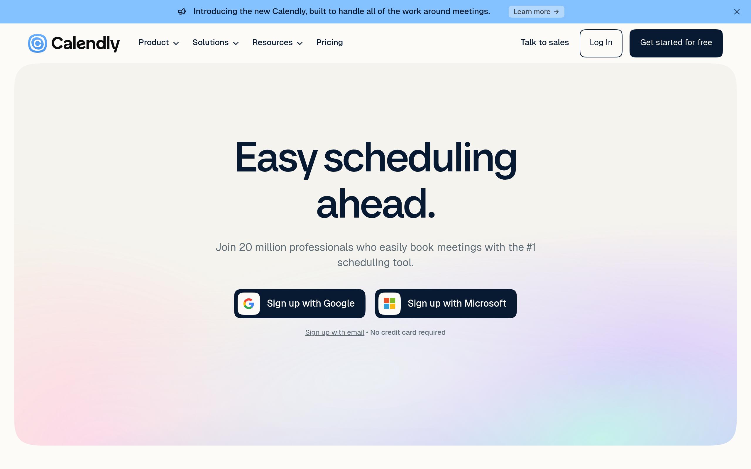 Screenshot of the calendly.com landing page
