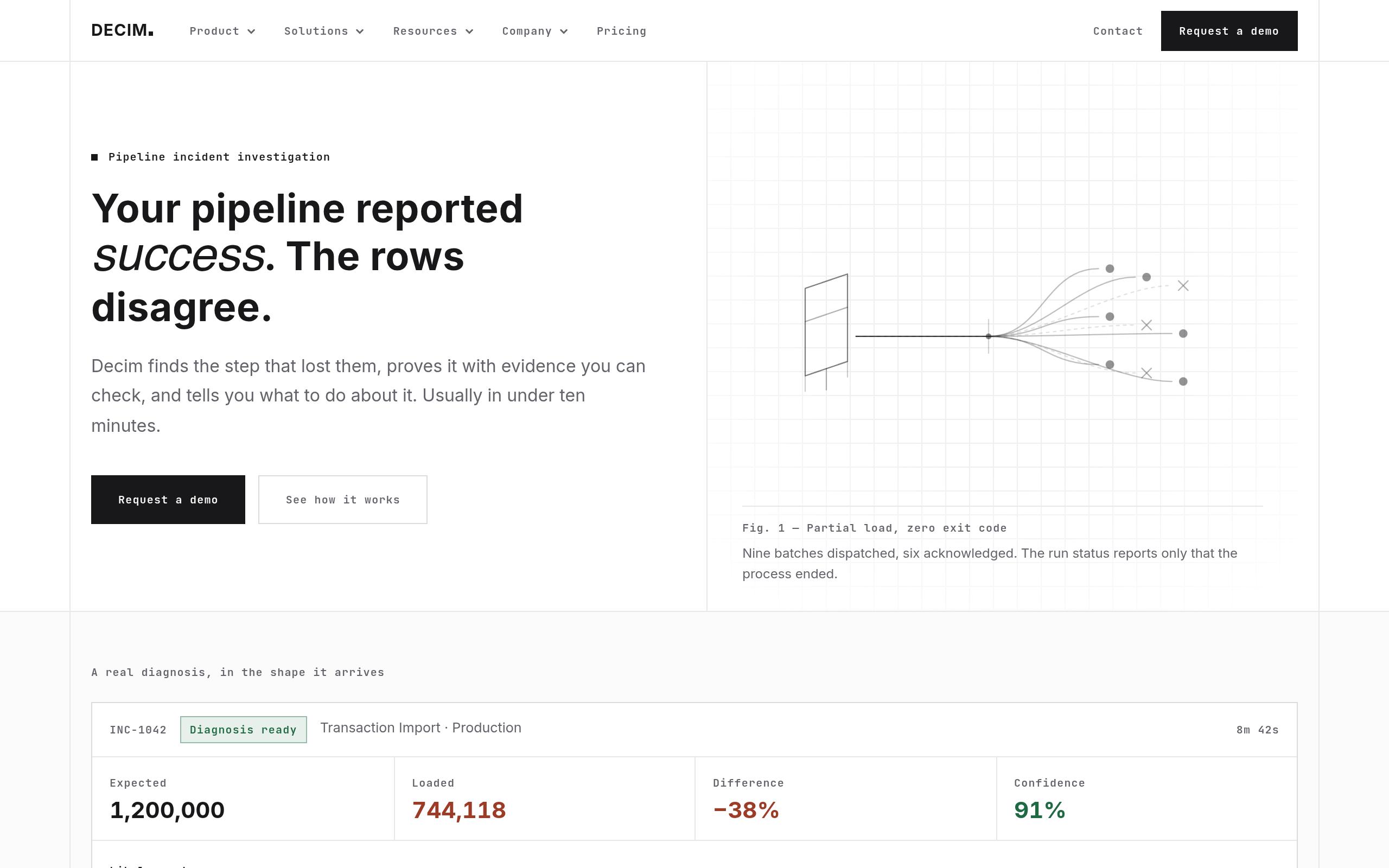 Screenshot of the decim.dev landing page
