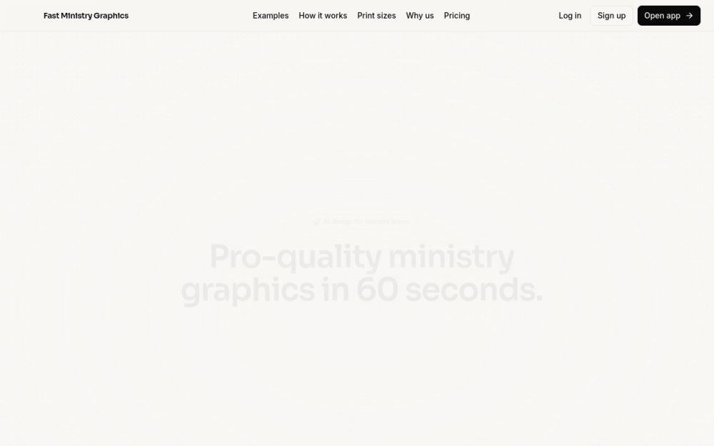 Screenshot of the fastministrygraphics.com landing page