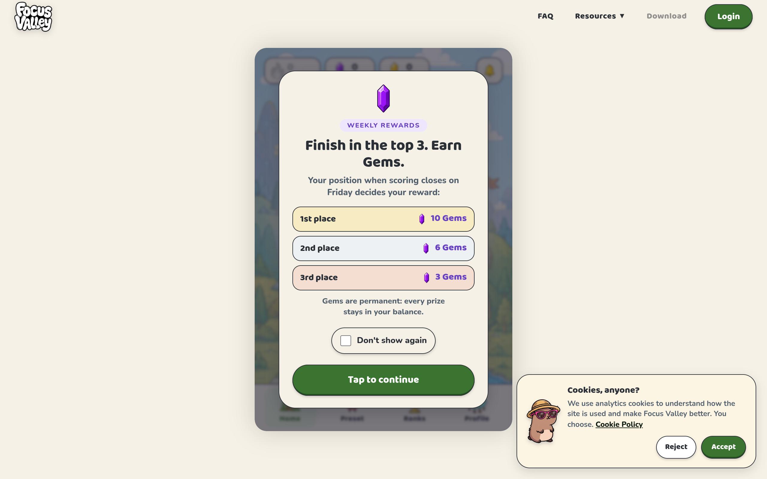 Screenshot of the focus-valley.com landing page