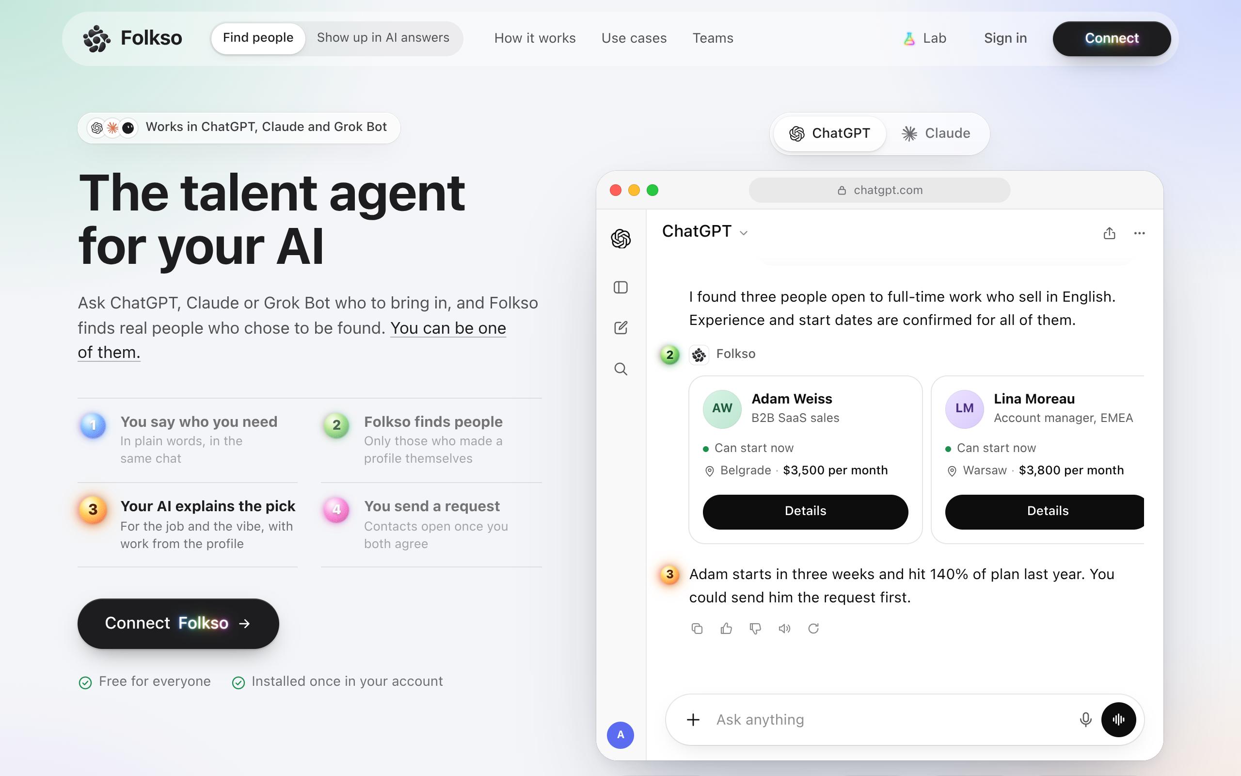 Screenshot of the folkso.app landing page