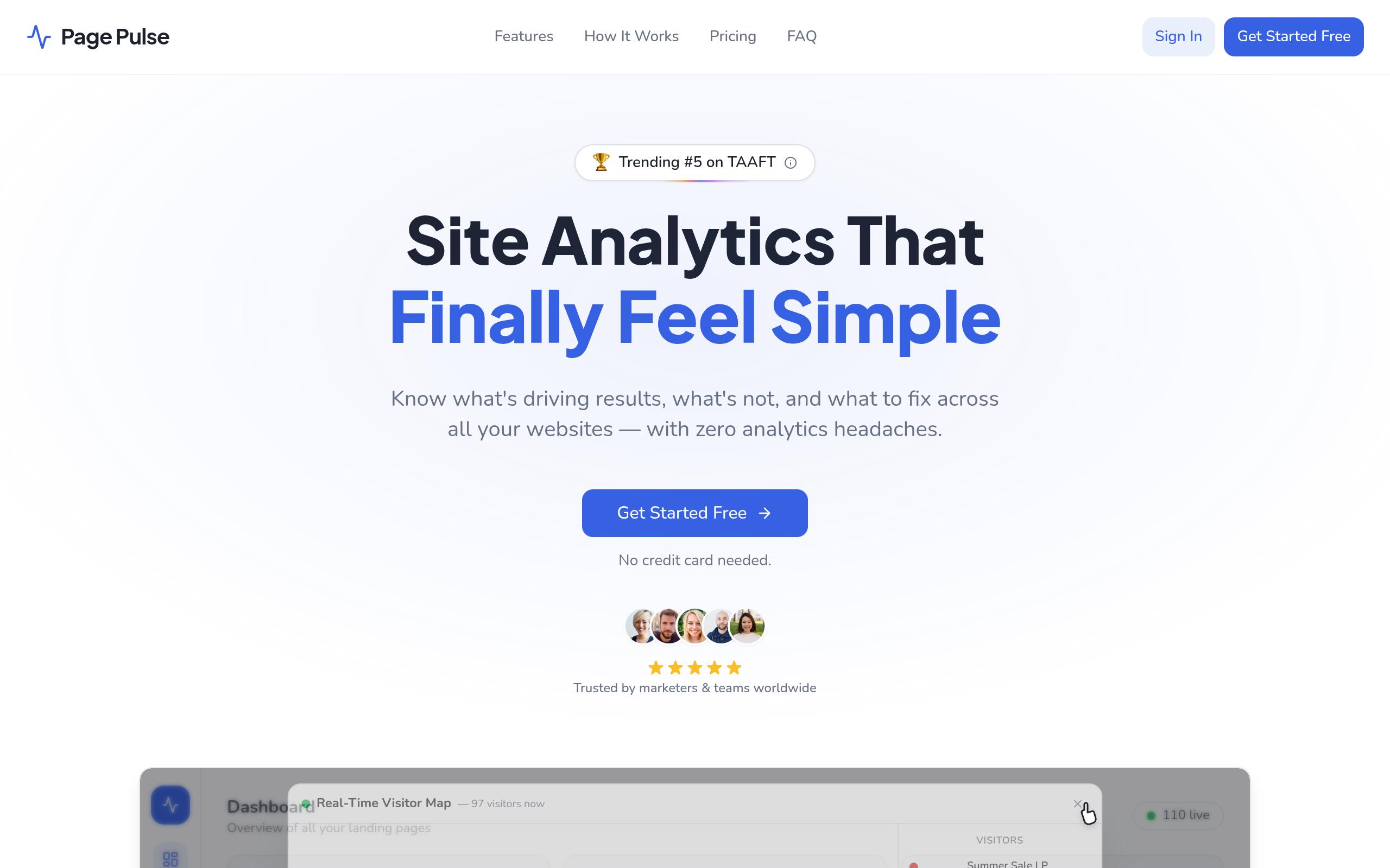 Screenshot of the getpagepulse.io landing page
