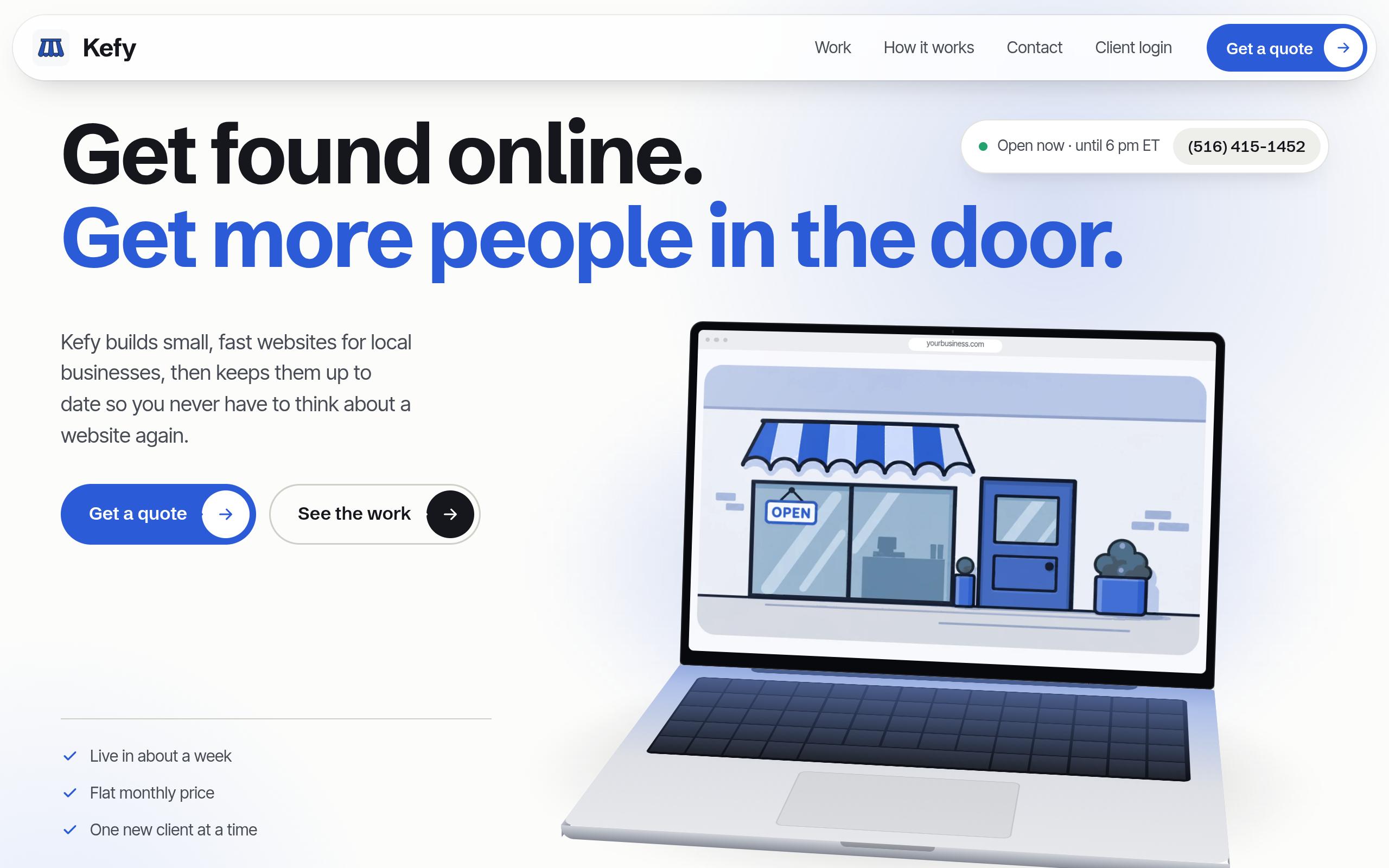Screenshot of the kefy.studio landing page