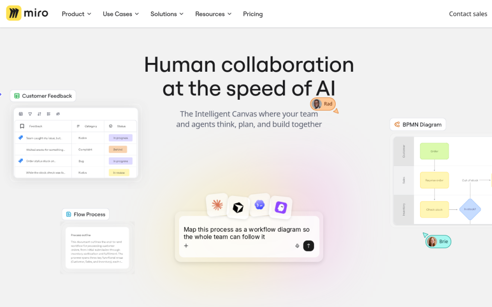 Screenshot of the miro.com landing page