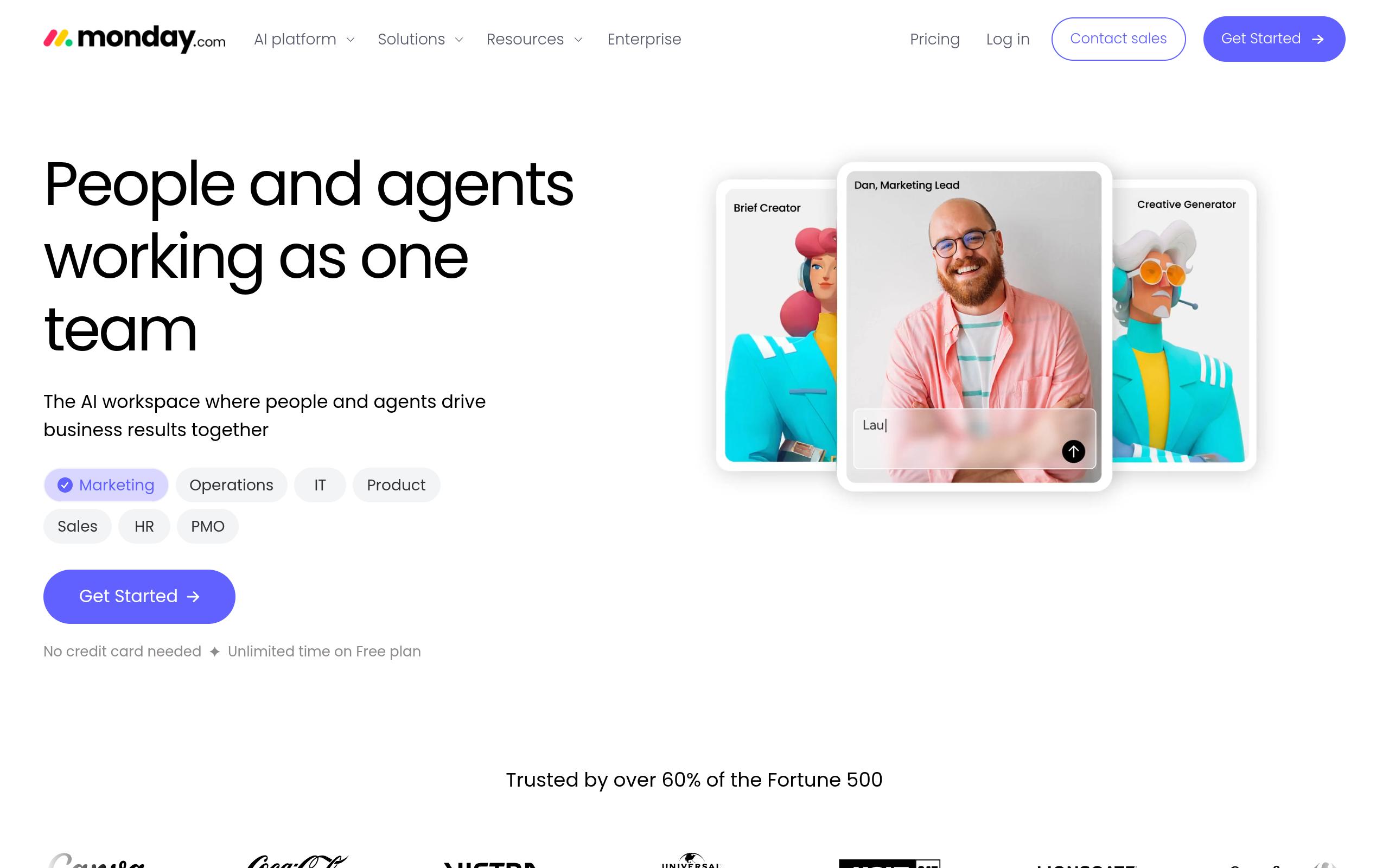 Screenshot of the monday.com landing page