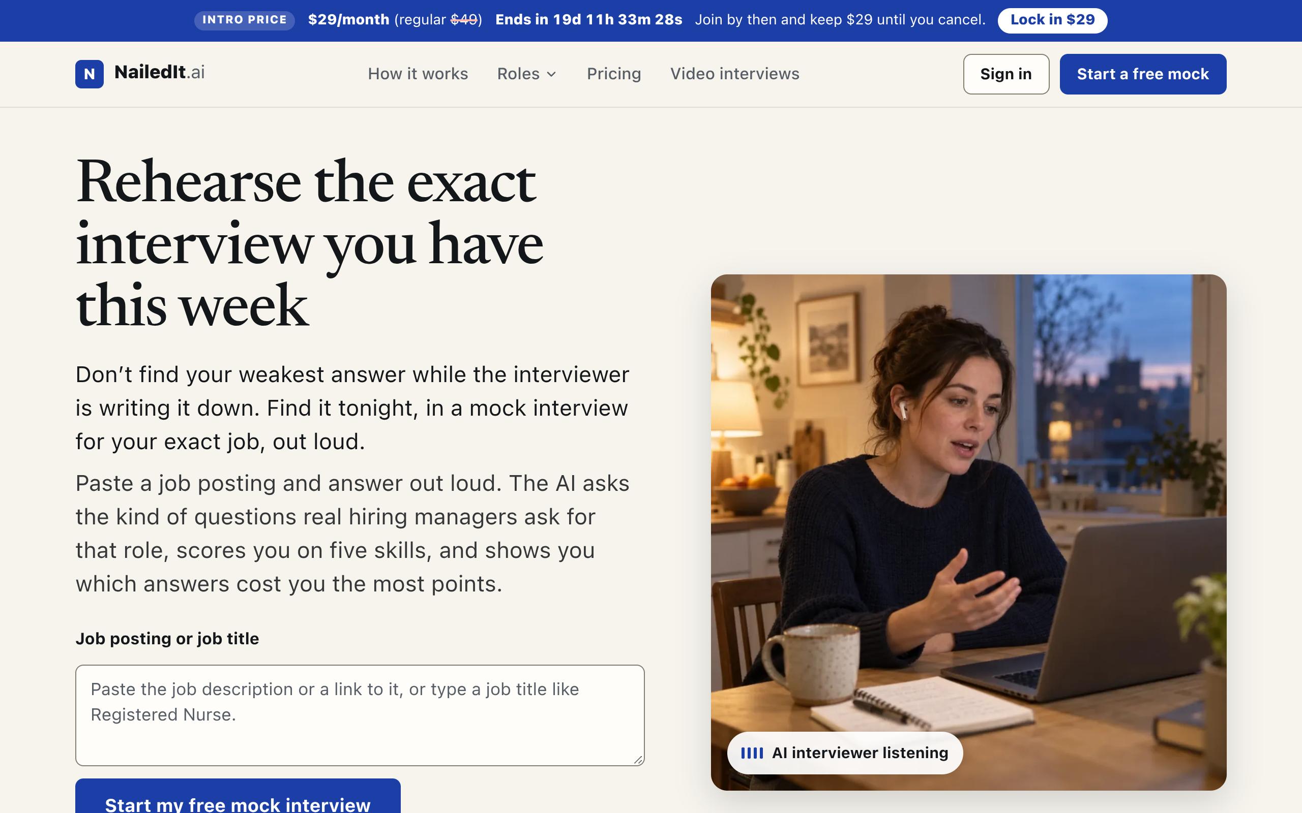 Screenshot of the nailedit.ai landing page