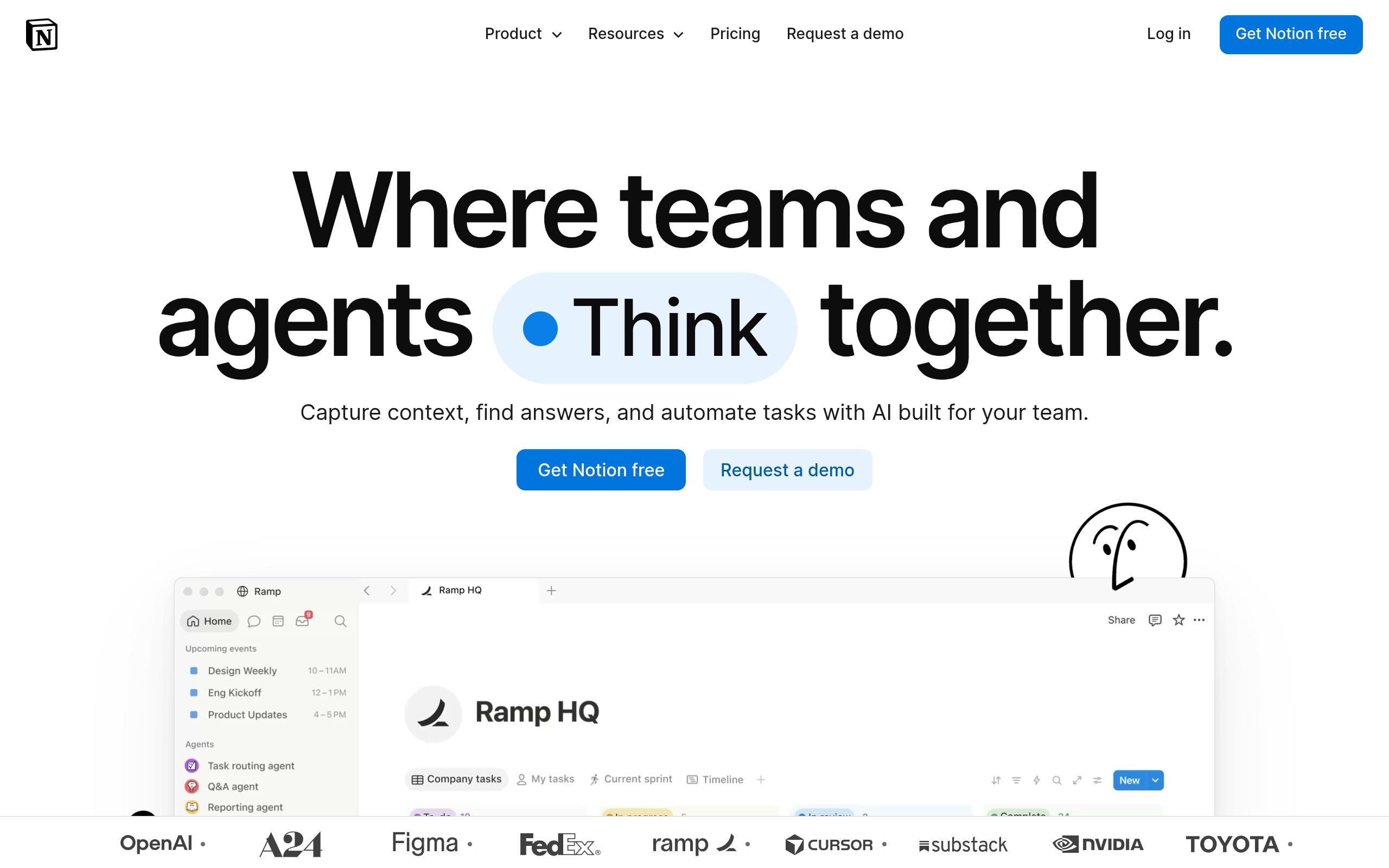 Screenshot of the notion.so landing page