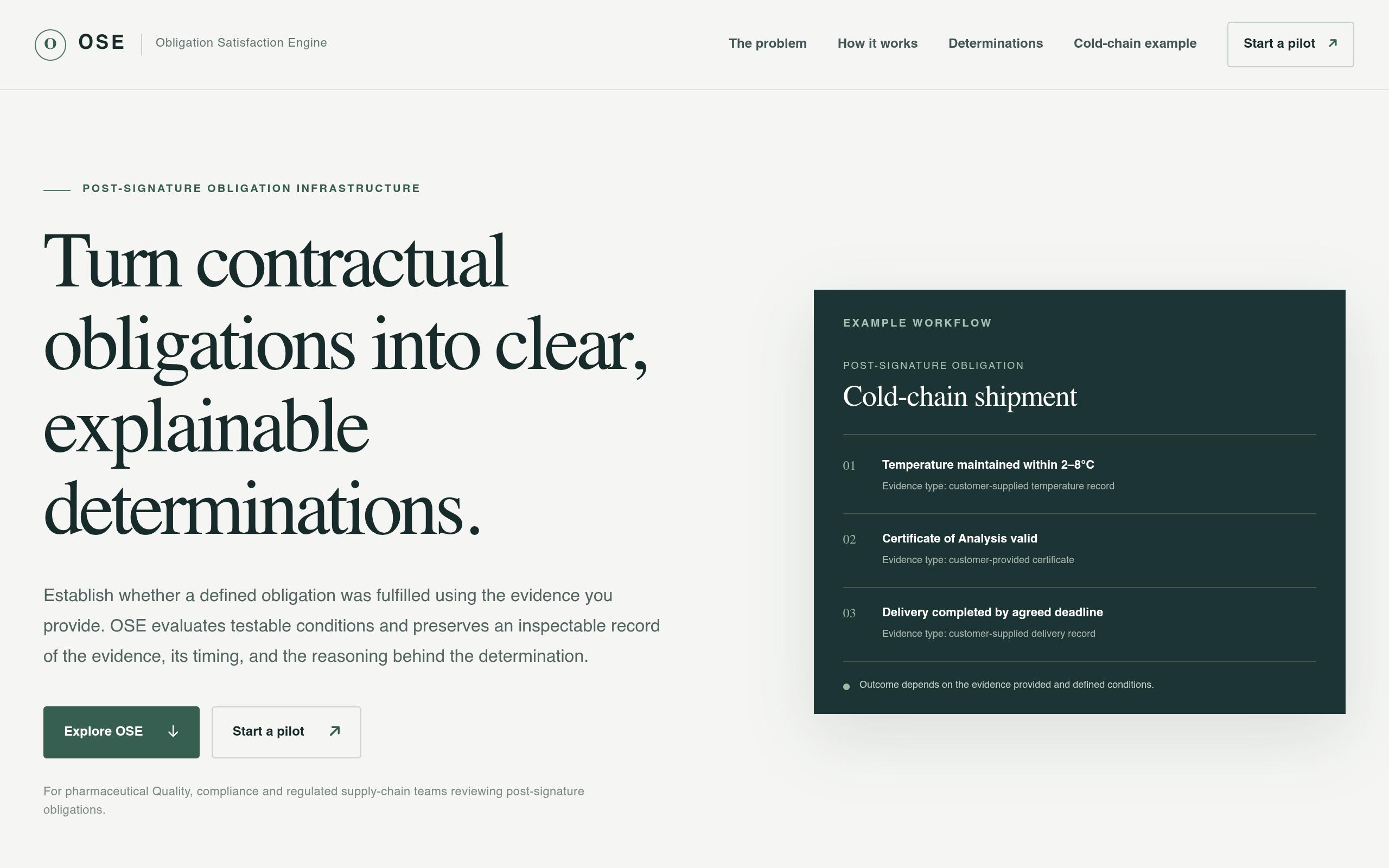 Screenshot of the osehq.com landing page