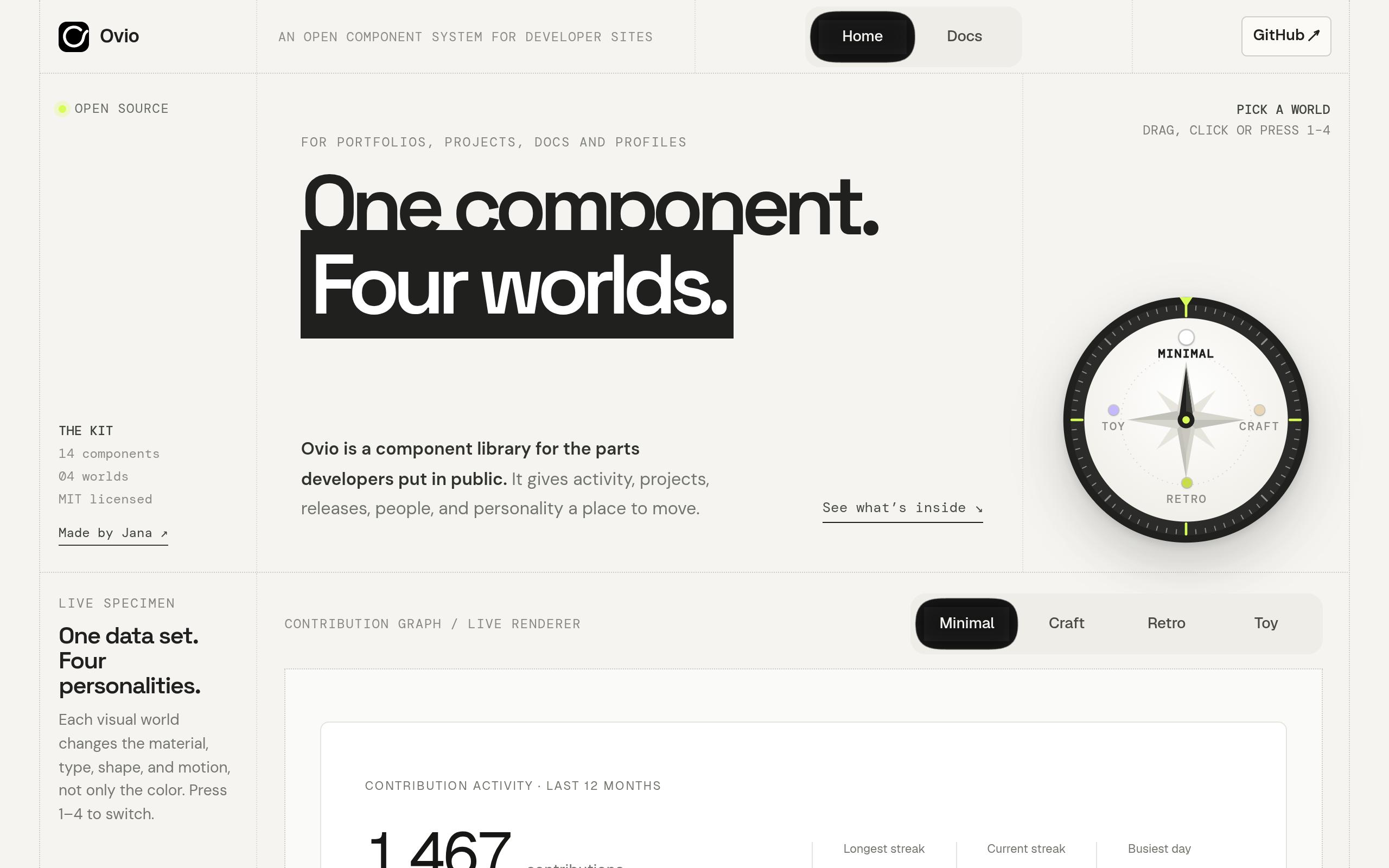Screenshot of the ovioui.vercel.app landing page