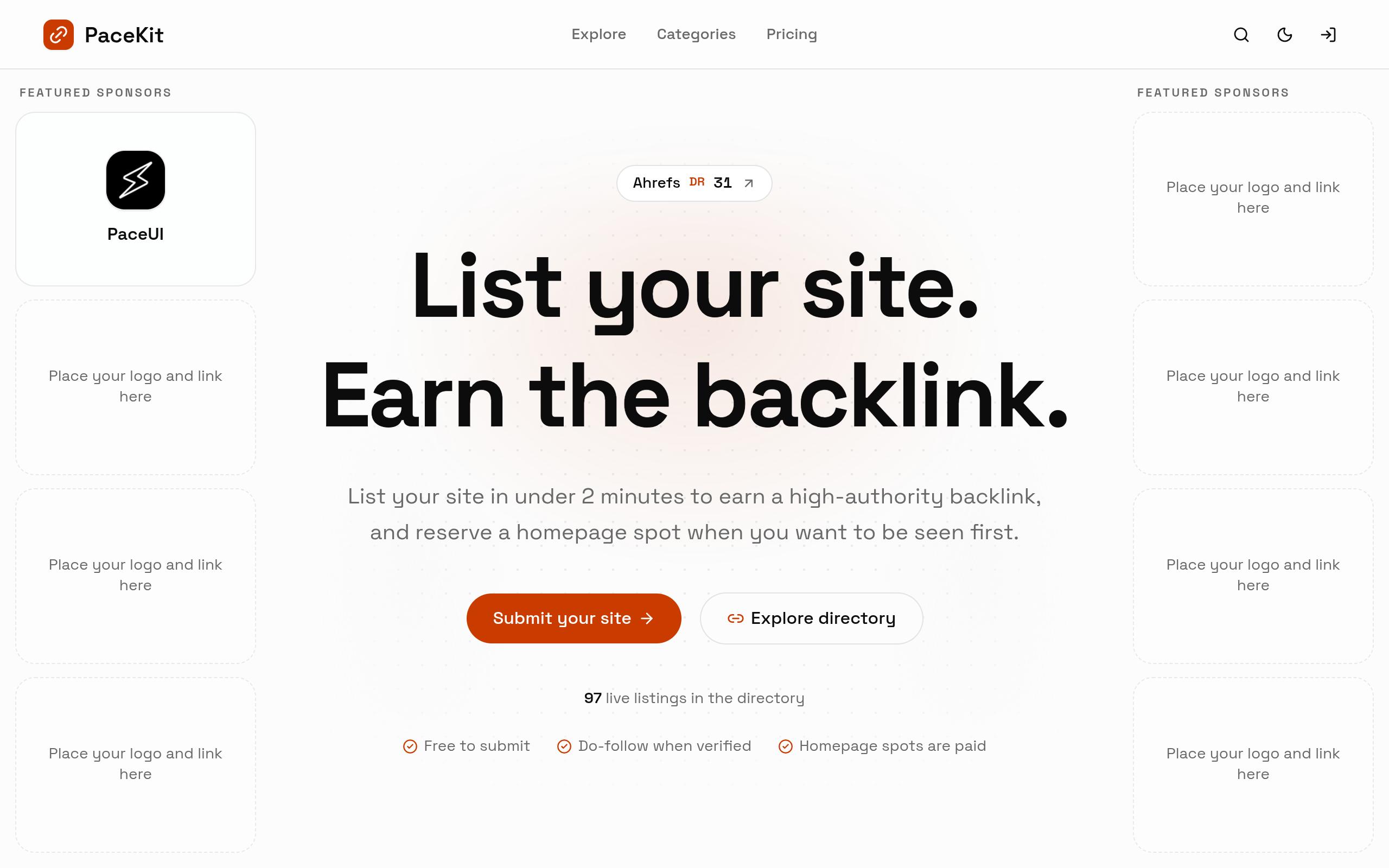 Screenshot of the pacekit.dev landing page