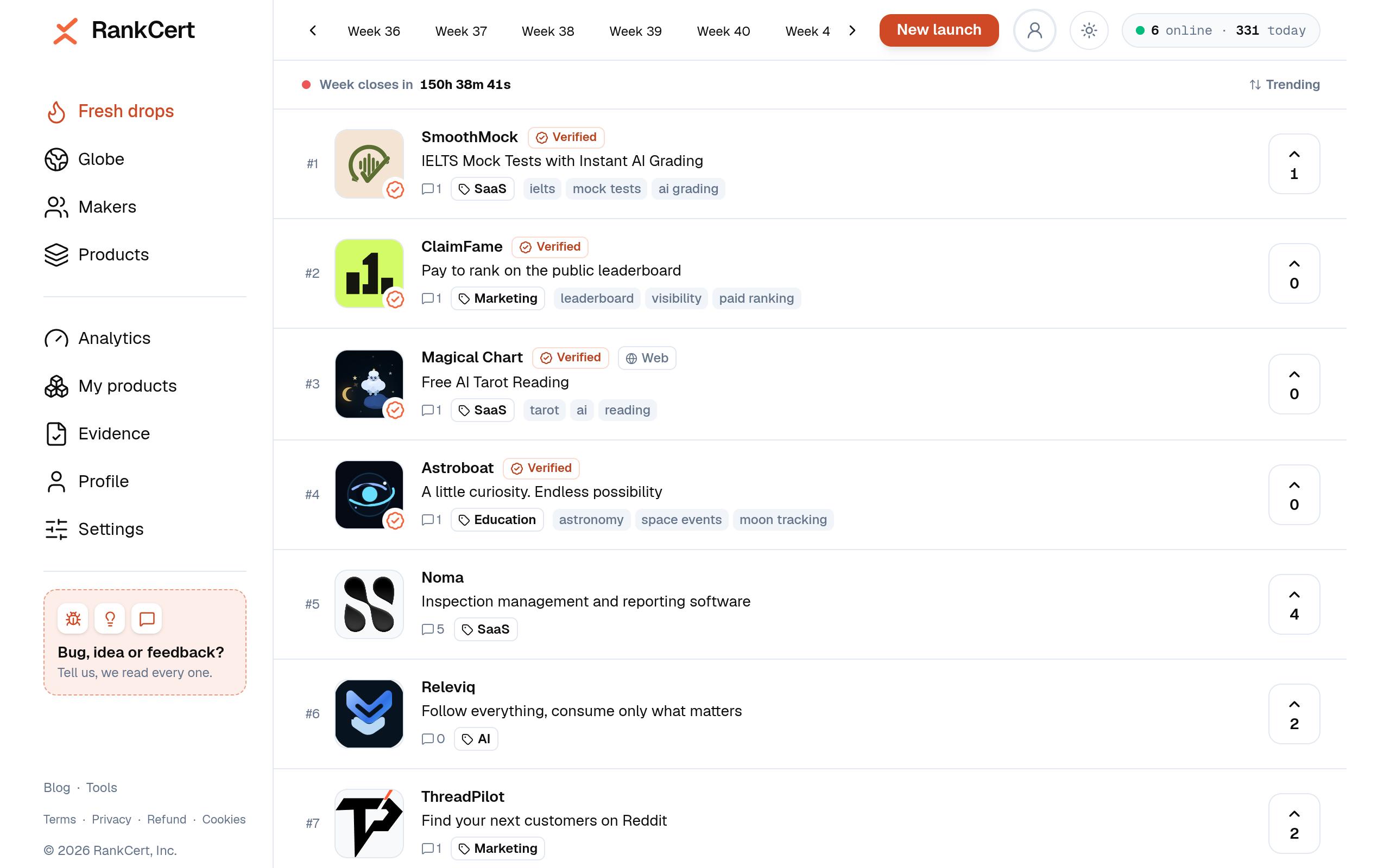 Screenshot of the rankcert.com landing page