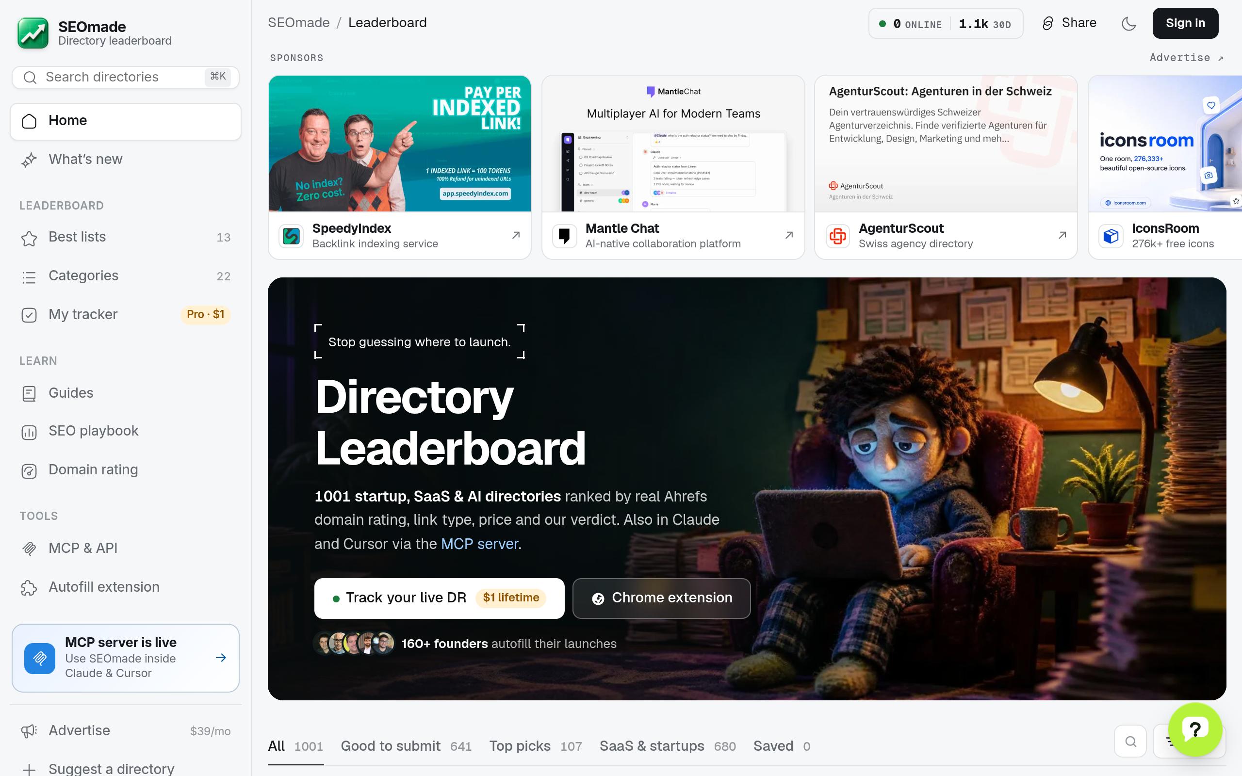 Screenshot of the seomade.app landing page