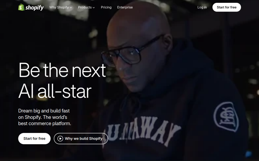 Screenshot of the shopify.com landing page