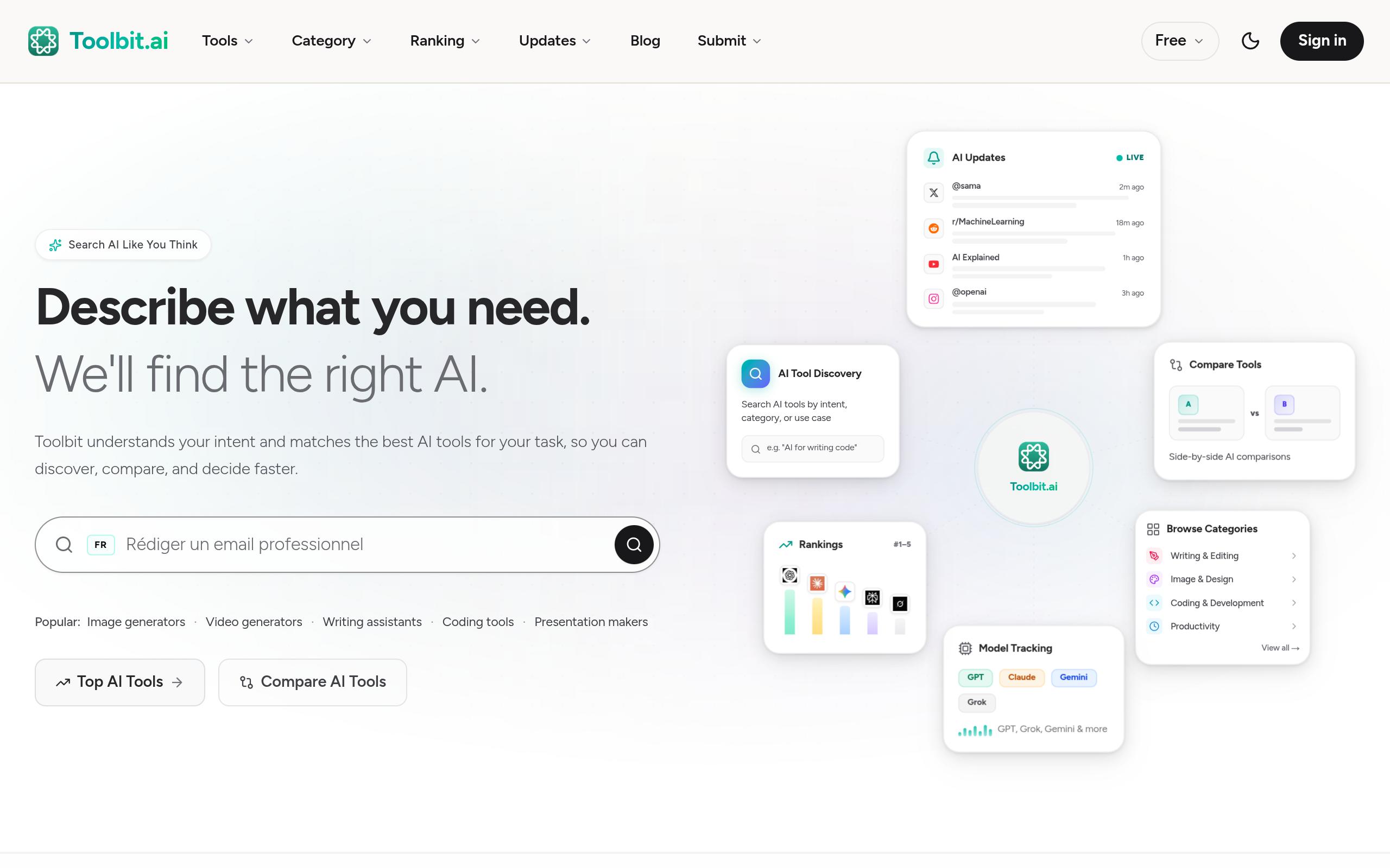 Screenshot of the toolbit.ai landing page